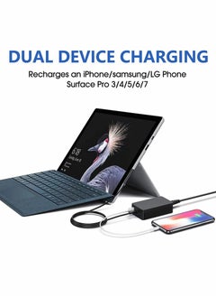 Y&D 65W Power Adapter for Surface Pro, AC Supply Charging Cable, UK Plug Additional USB Port, Charger Compatible Microsoft Pro X 7/6/5/4/3, Laptop, Book  - Image 2