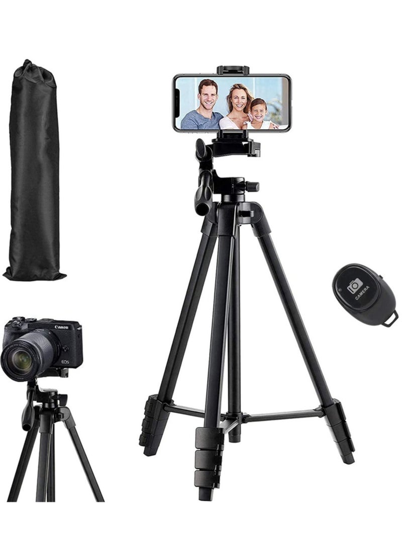 Flexible Tripod, Eocean 136cm Extendable Phone Tripod Stand with Carry Bag,Cell Phone Tripod with Wireless Remote,Universal Tripod for Video Selfie,iPhone Tripod Stand Travel Camera Tripod - Image 1