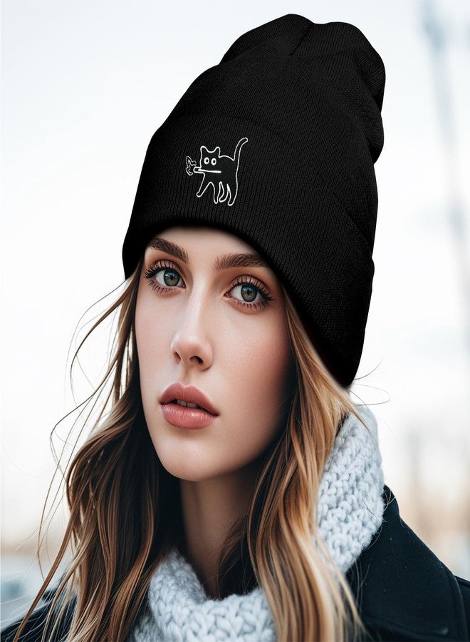 قبعات صوفية مرحة على شكل قطط، قبعة صوفية أنيقة بتصميم قطة قوطية للرجال والنساء، متناسقة مع القطة، مقاس واحد - Image 2