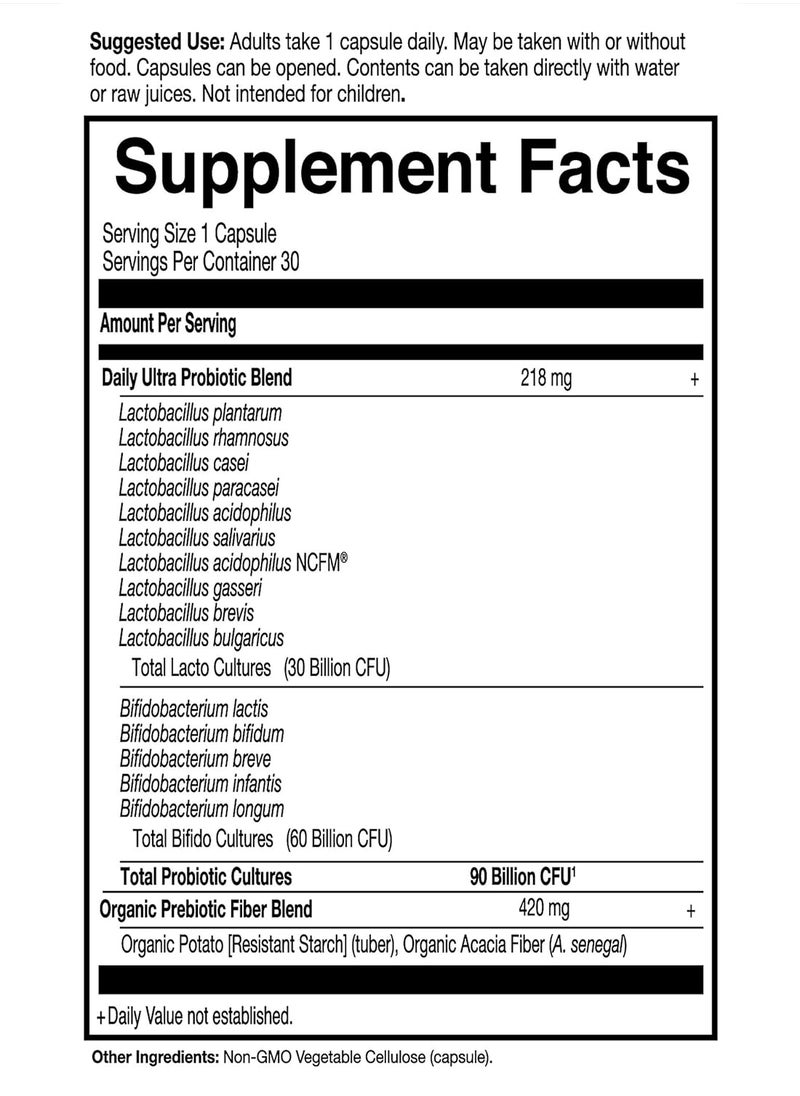 Garden of Life - Once Daily Ultra Raw Probiotic Supplement Infused With 15 Probiotic Strands Supports Colon Health And Immune System 30 Vegan Capsules - Image 1