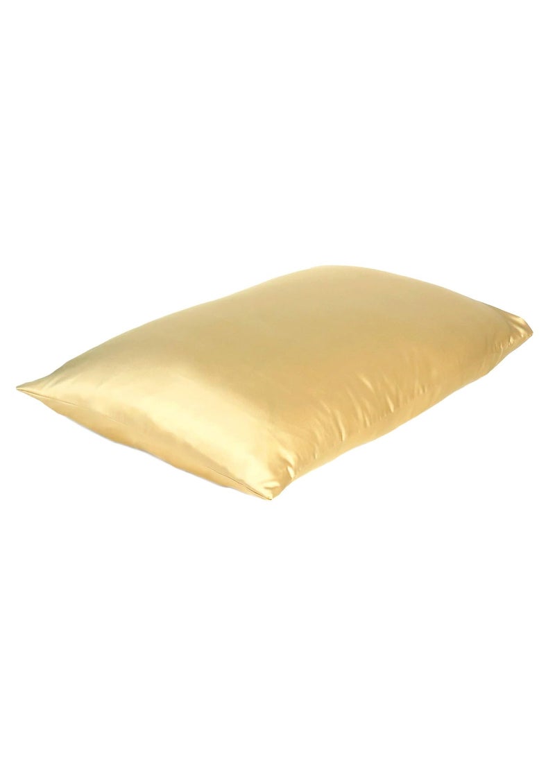 Handmade handmade DECOR Hub Silk Satin Pillowcase Pillow Case Cushion Cover for Hair and Skin Soft Comfortable Sleeping Throw Bedroom DECOR Standard Pack of 1 PC 20 X 26 Inch Golden  - Image 2