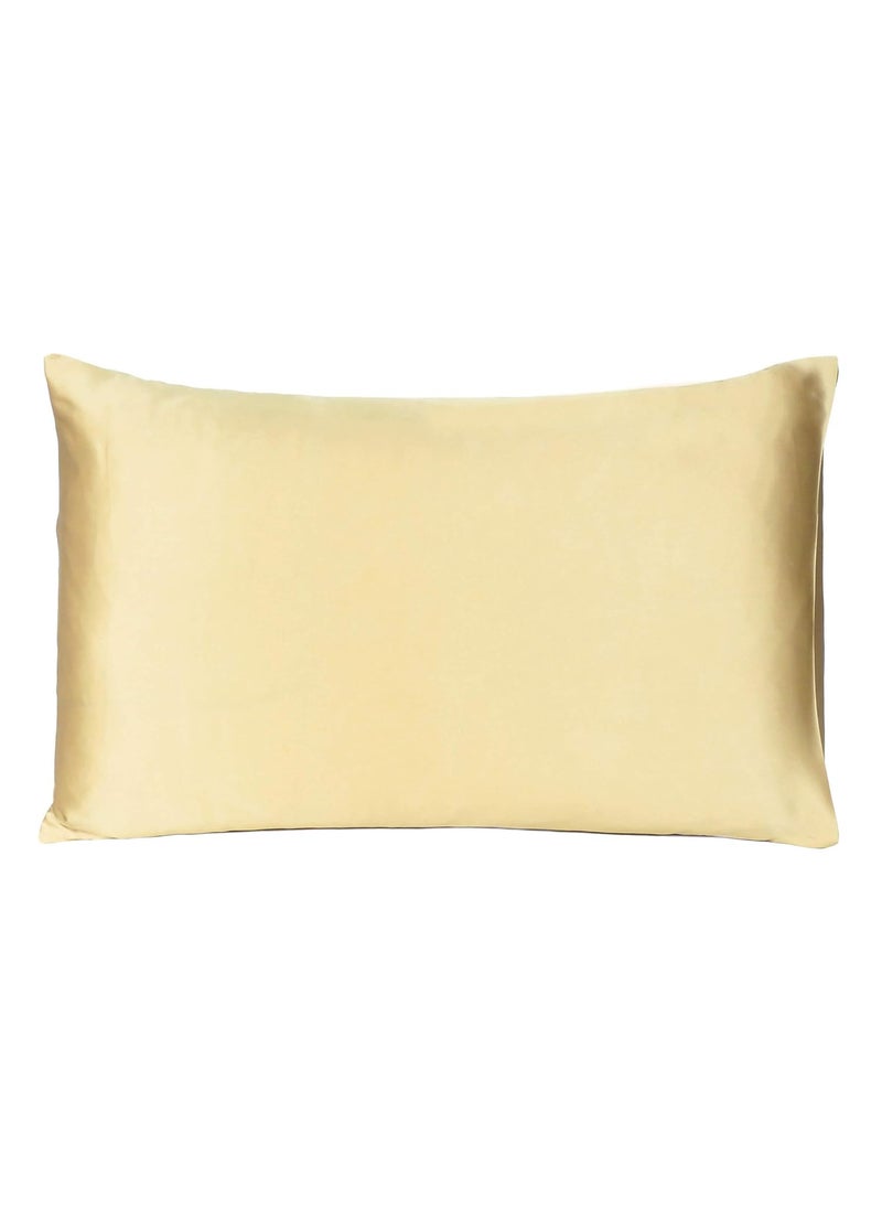 Handmade handmade DECOR Hub Silk Satin Pillowcase Pillow Case Cushion Cover for Hair and Skin Soft Comfortable Sleeping Throw Bedroom DECOR Standard Pack of 1 PC 20 X 26 Inch Golden  - Image 1