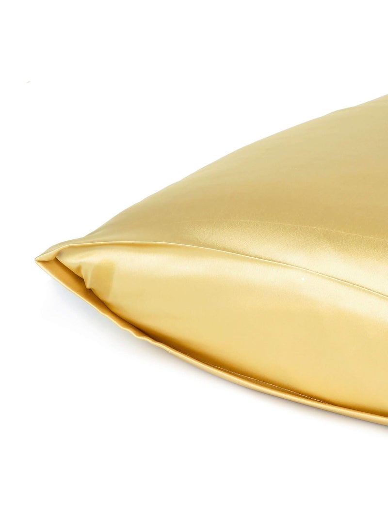 Handmade handmade DECOR Hub Silk Satin Pillowcase Pillow Case Cushion Cover for Hair and Skin Soft Comfortable Sleeping Throw Bedroom DECOR Standard Pack of 1 PC 20 X 26 Inch Golden  - Image 3