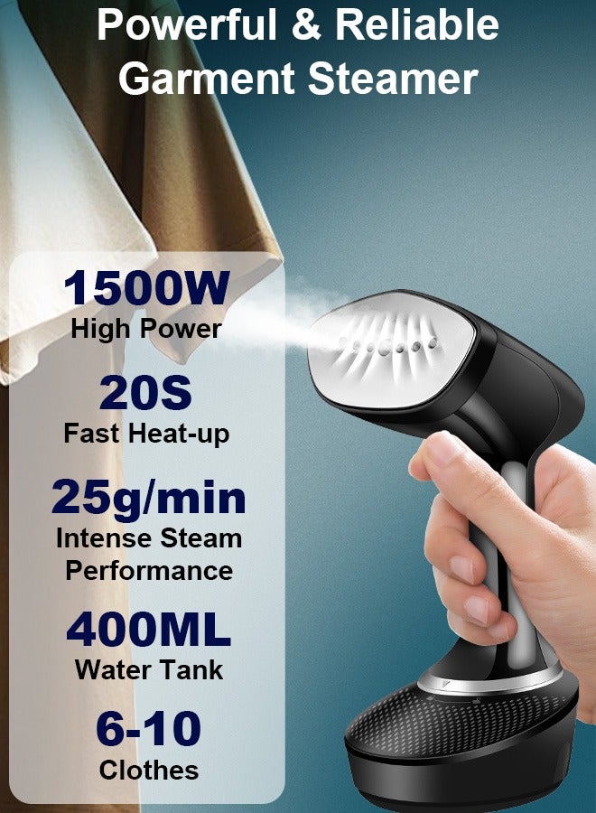Xoopla Garment Steamer Iron, 1500W High-Power Handheld Steamer Clothes with 400ML Detachable Water Tank, Portable Steam Iron 25s Fast Heat-up Ironing, Quick Wrinkle Remover - Strong Penetrating 20-25g/Min - Image 2