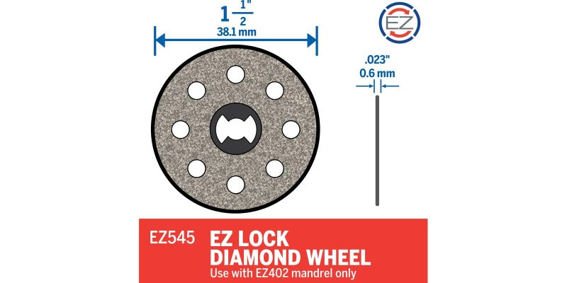 Dremel EZ545 1-1/2-Inch EZ Lock Diamond Cutting Wheel - Rotary Tool Accessory, Perfect for Tile and Metal Cutting - Image 3