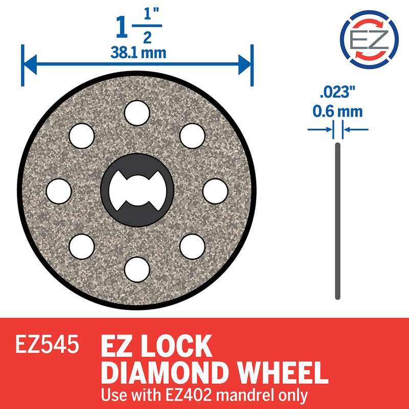 Dremel EZ545 1-1/2-Inch EZ Lock Diamond Cutting Wheel - Rotary Tool Accessory, Perfect for Tile and Metal Cutting - Image 4