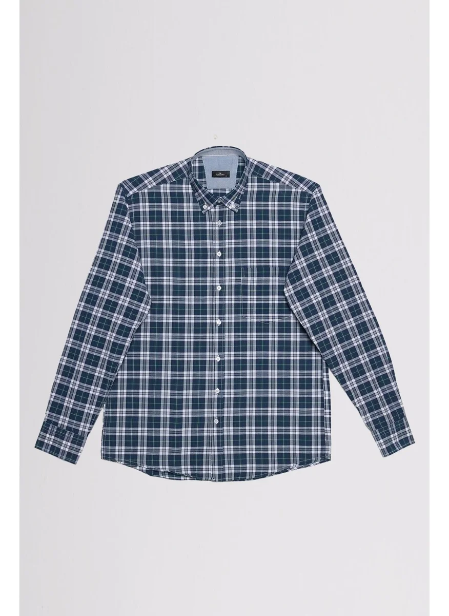 Tudors Classic Fit Button Collar Small Checked Cotton Men's Shirt