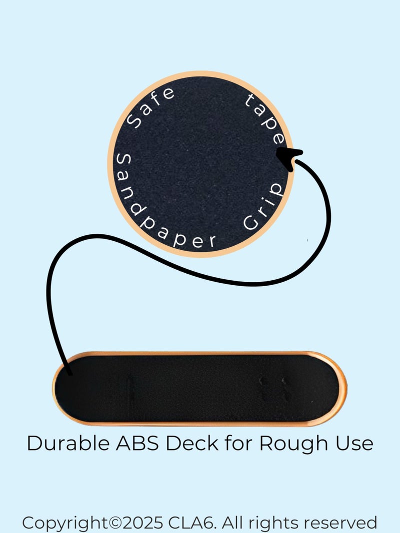 CLA6 Fingerboard Kit | Complimentary Tools, Extra Wheels and Screws | Durable ABS Deck for Rough Use | Safe Sandpaper Grip Tape | Lightweight Non-Bearing Wheels | - Image 2