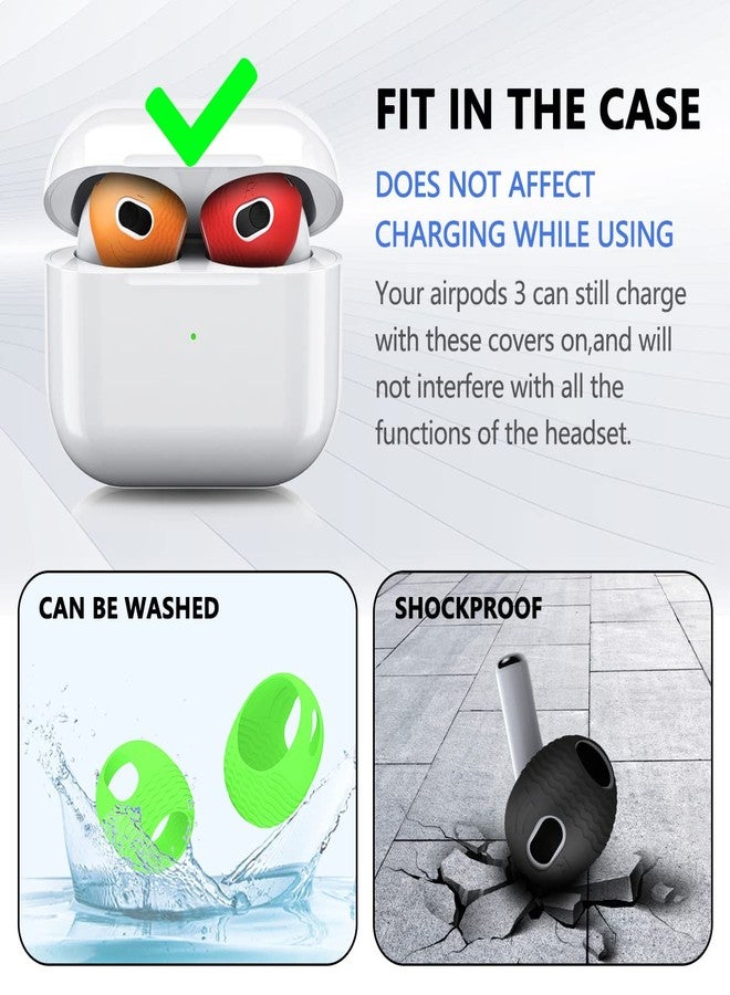 TOLUOHU [5-Pairs] for AirPods 3 Ear Tips Covers【Fit in The Charging Case】, AIBEAMER Silicone Anti-Slip/Dust Ear Covers Accessories Compatible with AirPods 3rd Generation 2021 (Black,Red,Green,Orange,White) - Image 4