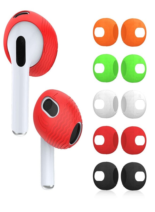 TOLUOHU [5-Pairs] for AirPods 3 Ear Tips Covers【Fit in The Charging Case】, AIBEAMER Silicone Anti-Slip/Dust Ear Covers Accessories Compatible with AirPods 3rd Generation 2021 (Black,Red,Green,Orange,White) - Image 1
