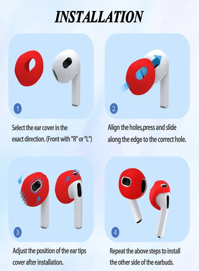 TOLUOHU [5-Pairs] for AirPods 3 Ear Tips Covers【Fit in The Charging Case】, AIBEAMER Silicone Anti-Slip/Dust Ear Covers Accessories Compatible with AirPods 3rd Generation 2021 (Black,Red,Green,Orange,White) - Image 5
