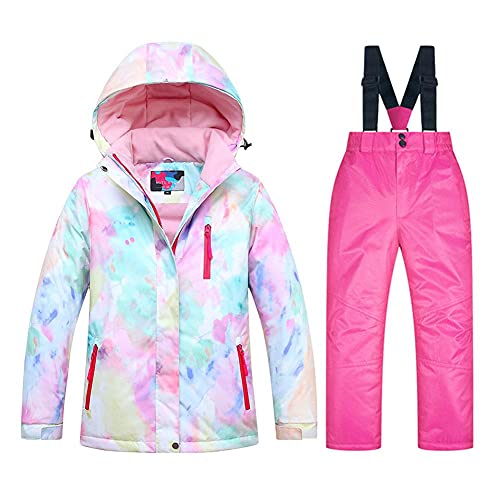 SEARIPE Girls Ski Jacket and Pant Set Winter Warm Snowsuits Kids Toddler Waterproof Outdoor Ski Suit(05SC+Pink-6) - Image 1