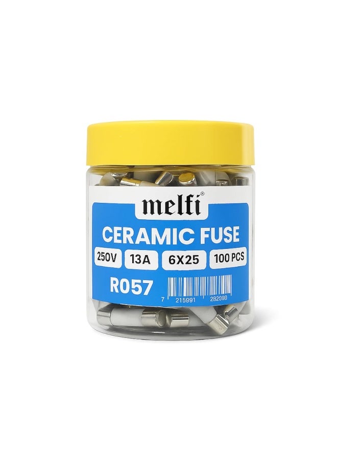 Melfi 100pcs Ceramic Fuse 13A 6x25MM - Image 1