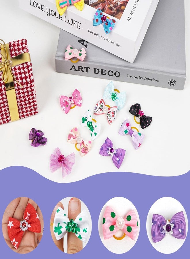 شينكو كرافت مجموعة عشوائية من 20 قطعة من ربطات شعر الكلاب الصغيرة من نوع يوركشاير تيرير، مزينة بشريط مطاطي وأحجار الراين، من تشينكو كرافت، منتجات للعناية بالحيوانات الأليفة، ألوان وأنماط متنوعة، إكسسوارات شعر للكلاب - Image 3