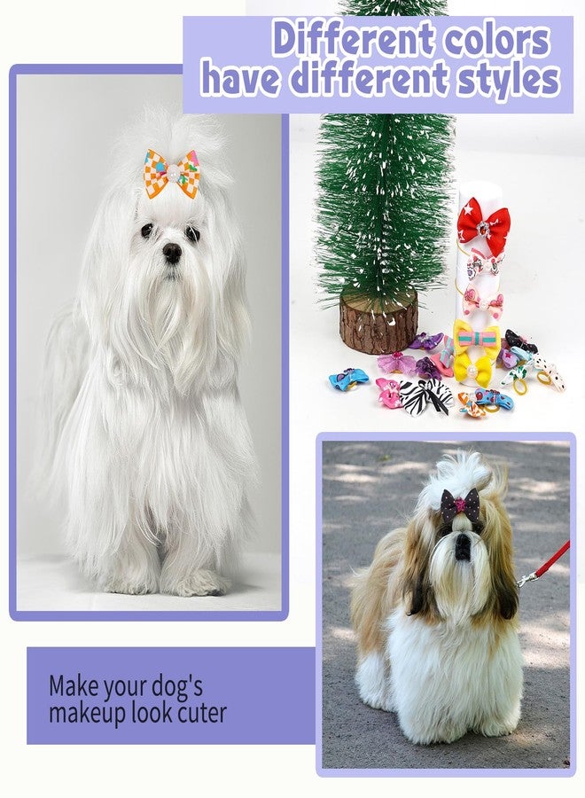 شينكو كرافت مجموعة عشوائية من 20 قطعة من ربطات شعر الكلاب الصغيرة من نوع يوركشاير تيرير، مزينة بشريط مطاطي وأحجار الراين، من تشينكو كرافت، منتجات للعناية بالحيوانات الأليفة، ألوان وأنماط متنوعة، إكسسوارات شعر للكلاب - Image 4