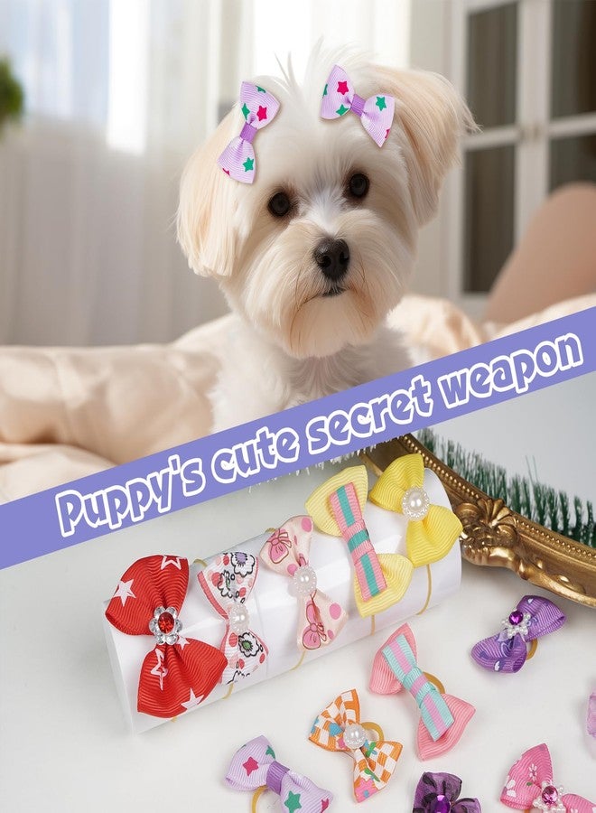شينكو كرافت مجموعة عشوائية من 20 قطعة من ربطات شعر الكلاب الصغيرة من نوع يوركشاير تيرير، مزينة بشريط مطاطي وأحجار الراين، من تشينكو كرافت، منتجات للعناية بالحيوانات الأليفة، ألوان وأنماط متنوعة، إكسسوارات شعر للكلاب - Image 5