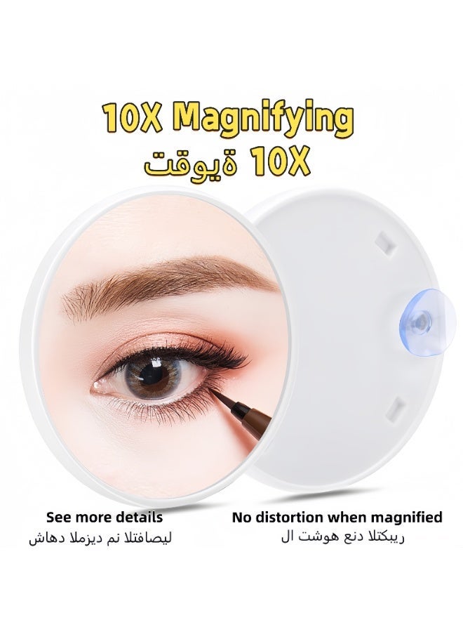 10X Magnifying Makeup Mirror For Makeup Auxiliary Mirror ,Portable Travel Beauty Pocket Mirror,White,9cm,40g - Image 1