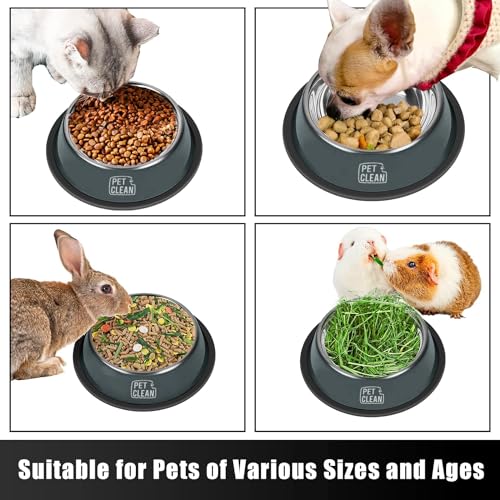 Pet Clean Stainless Steel Dog Bowl, Medium Dog Food Bowl with Rubber Base for Dogs & Cats, 700ml (Set of 2, Grey) - Image 5