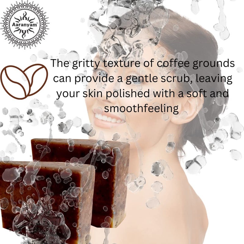 Aaranyam Handmade soap coffee soap 100 gms each Pack of 4 x 100 gms Natural Bath soap for men Exfoliating skin shine soap - Image 4