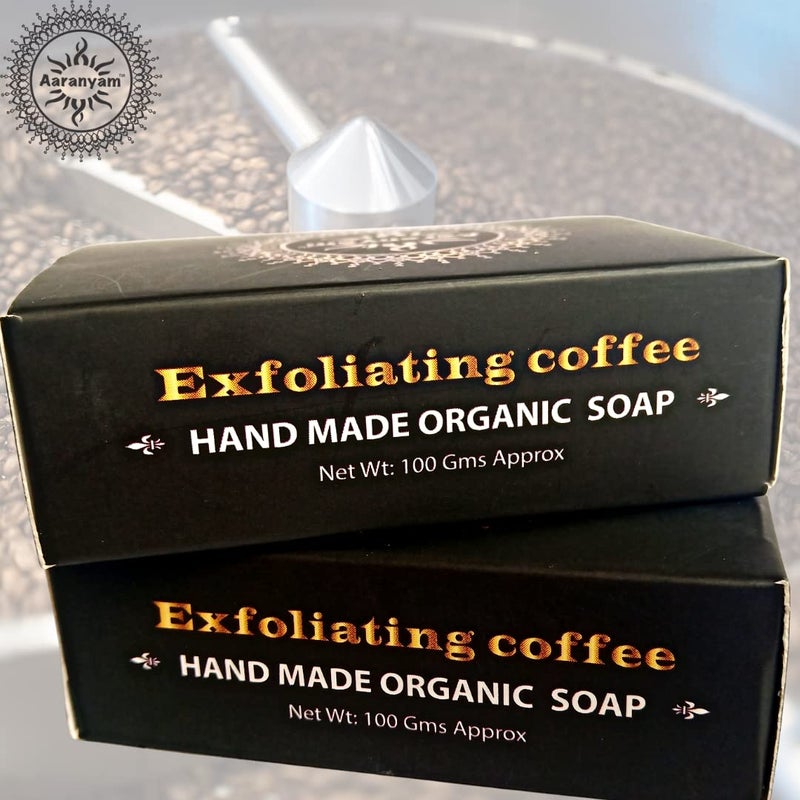 Aaranyam Handmade soap coffee soap 100 gms each Pack of 4 x 100 gms Natural Bath soap for men Exfoliating skin shine soap - Image 2