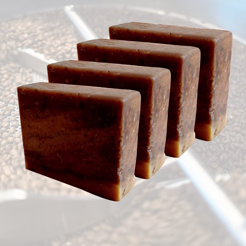 Aaranyam Handmade soap coffee soap 100 gms each Pack of 4 x 100 gms Natural Bath soap for men Exfoliating skin shine soap - Image 1
