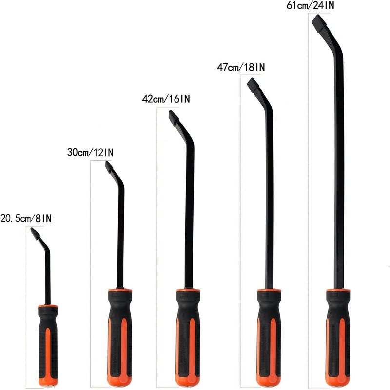 HARDK Pry Bar Tool - Heavy Duty Pry Bar Set of 5 - Pry Bars with Thicker Strike Caps - Mechanic Hand Tools for Automotive, Demolition, Nail Puller, Crowbar - Image 2