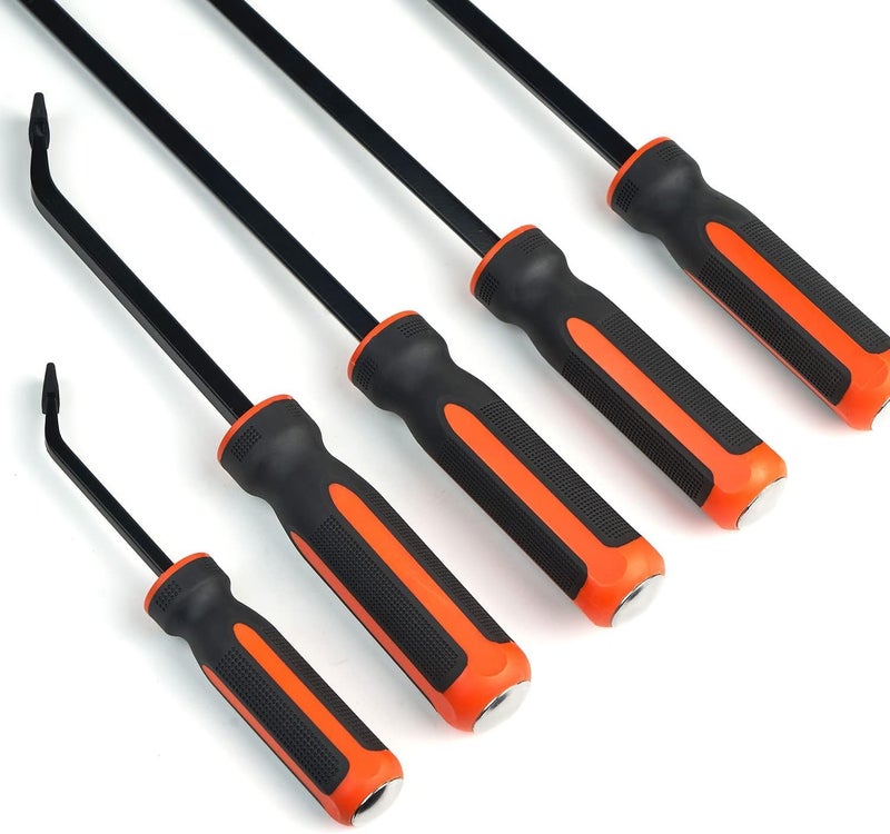 HARDK Pry Bar Tool - Heavy Duty Pry Bar Set of 5 - Pry Bars with Thicker Strike Caps - Mechanic Hand Tools for Automotive, Demolition, Nail Puller, Crowbar - Image 5