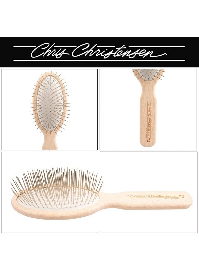 Chris Christensen Dog Brush, 27 Mm Oval Pin Brush, Original Series, Groom Like A Professional, Stainless Steel Pins, Lightweight Beech Wood Body, Ground And Polished Tips  - Image 3