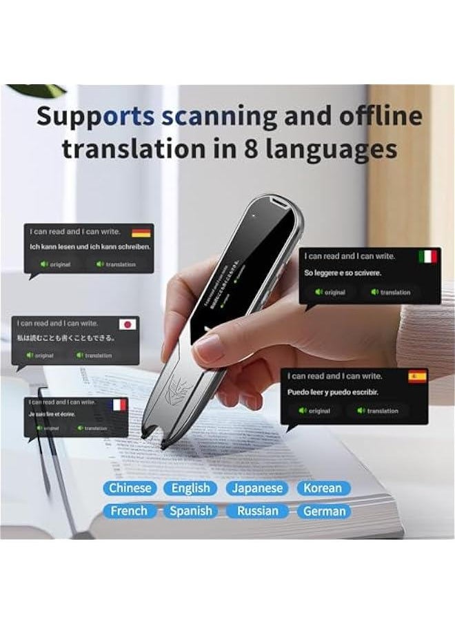 Translator Pen for Dyslexia,Traductor De Voz Instantaneo, Pen Scanner Text to Speech Device, Scan Reading Pen OCR Digital Pen Reader, Wireless Translation Pen Scanner for Students Adults