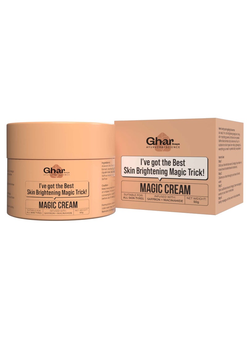 Ghar Soap Magic Cream with Saffron & Niacinamide for De-Tan & Skin Brightening | 50g | Skin Brightening Magician | Made with Herbal & Ayurvedic Ingredients - Image 2