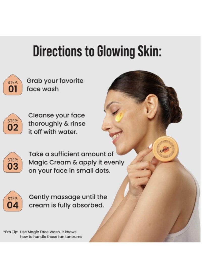 Ghar Soap Magic Cream with Saffron & Niacinamide for De-Tan & Skin Brightening | 50g | Skin Brightening Magician | Made with Herbal & Ayurvedic Ingredients - Image 3