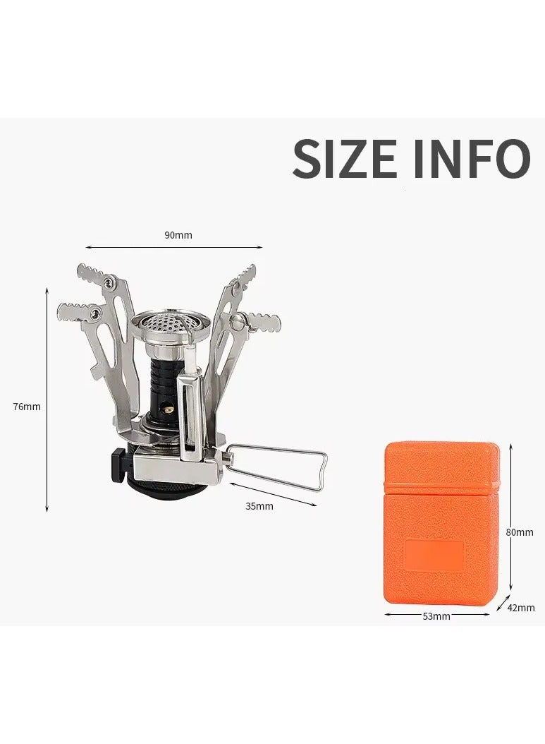 كامب موقد غاز صغير قابل للطي يعمل بالبوتان، بارتفاع 7.5 سم وعرض 9 سم، مزود بصمام حرارة قابل للتعديل وزر إشعال مدمج، محمول للتخييم والرحلات والتنزه - Image 3