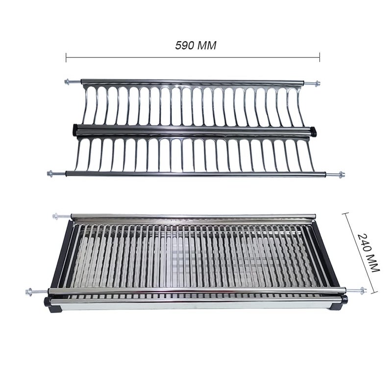 HYDERON Stainless Steel Dish Plate Rack Drainer for Kitchen Cabinet Width GTPT 60cm 600 mm X 10 Inch Set of 3pcs - Image 2