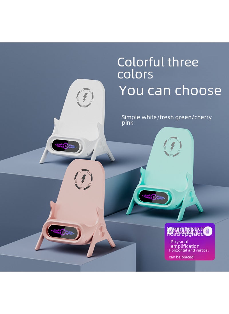 Generic - Wholesale Net red small chair wireless charger lazy sofa mobile phone rack desktop vertical amplification magnetic 15W S90 chair wireless charging pink-support all mobile phones - Image 1