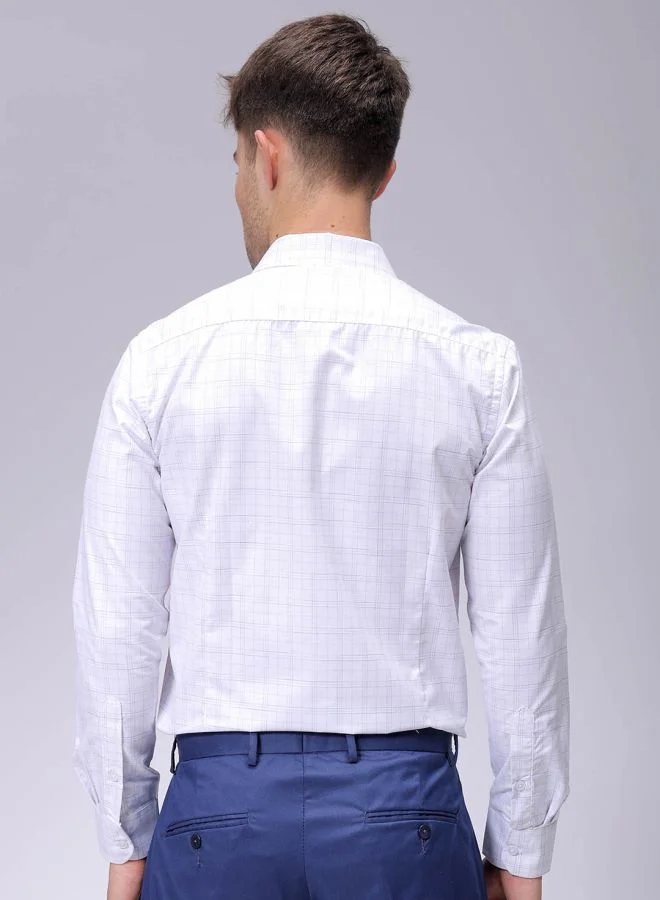The Indian Garage Co Men Slim Fit Checkered Full Sleeves Cutaway Collar Formal Shirt
