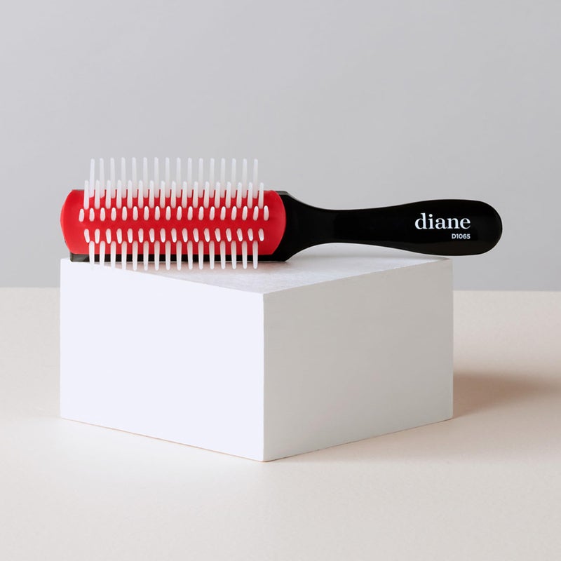 Diane Pro Mini Nylon Pin Styling Brush for Detangling, Separating, Shaping, and Defining Wet or Curly Hair, Heat-Resistant, Anti-Static, Black/Red - Image 3