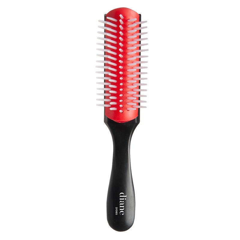 Diane Pro Mini Nylon Pin Styling Brush for Detangling, Separating, Shaping, and Defining Wet or Curly Hair, Heat-Resistant, Anti-Static, Black/Red - Image 1