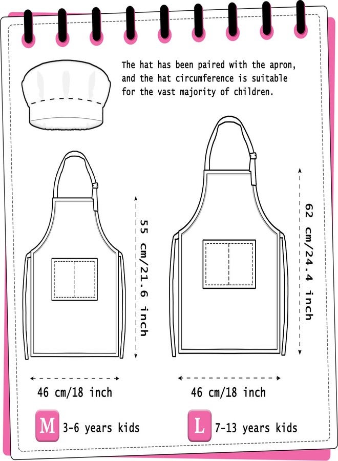 TOPWAYS Kids Apron and Chef Hat Set, Adjustable Check Child Chef Aprons with Pockets for Kids Painting Baking Cooking (Blue, L) - Image 3
