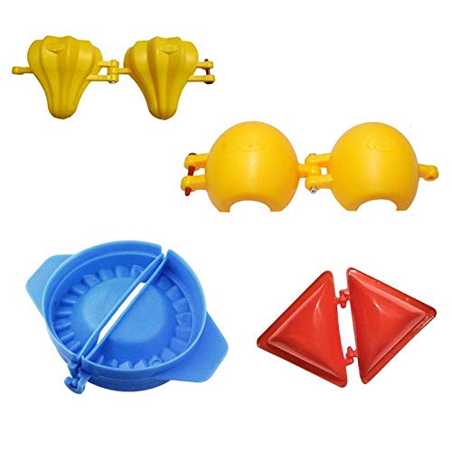 DiBha DiBha Plastic Combo of Gujiya Modak Ladoo and Samosa MouldMoldSanchaDumpling Maker Kitchen Molds for Festivals Pack of 4 Multicolor  - Image 1