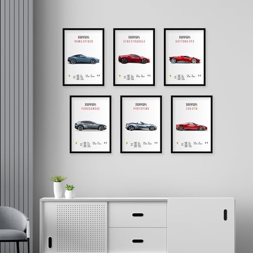CodersParadise Paper Ferrari Wall Poster Frames - Pack Of 6 | 8 X 12Cm (A4 Size) | Aesthetic Artwork Framed Posters | Framed Posters For Living Room, Bedroom - Image 4