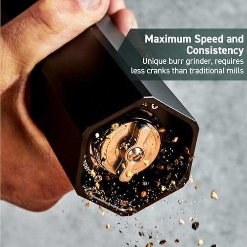 HexClad HexMill Pepper Grinder, Professional Grade Heavy Duty, Refillable, Aluminum Matte Black, Adjustable Ten Coarse Grind Settings - Image 4
