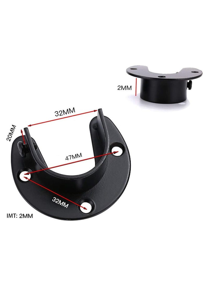 Y&D U-Shaped Closet Rod Bracket Stainless Steel Holder 6 Pack Pole Socket Black Support Brackets Heavy Duty Shower  - Image 5