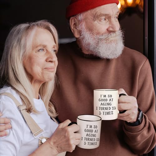 Aurahouse 75th Birthday Gifts for Women Men, Funny 75th Birthday Decoration Mug, 75 Year Old Birthday Gifts for Women Men Mom Dad Papa Aunt Grandma Grandpa, Turned 25 3 Times Coffee Cup - Image 4