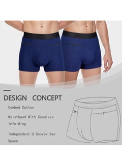 KASTWAVE Men's Hidden Pocket Underwear, 3 Pcs Mens Underwear Boxer Briefs Breathable Soft Moisture-Wicking, Panties Travel Boxer Briefs with Secret Hidden Pocket for Men (L)  - Image 2