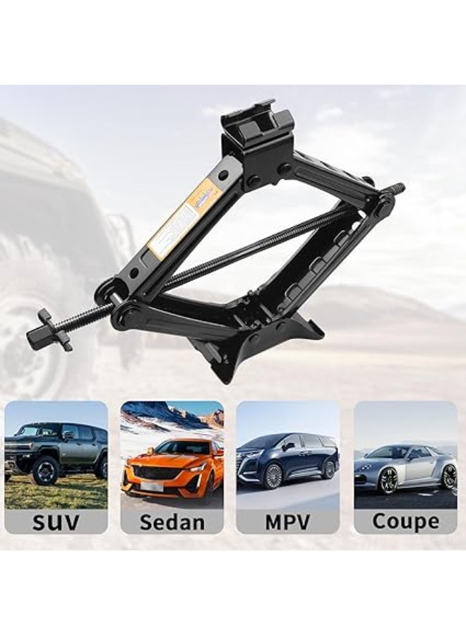 2 Tonne (4400 lbs) Car Jack Tool Kit - Universal Scissor Jack & Lug Wrench - Heavy Duty Emergency Set for Car SUV and Auto - Image 2