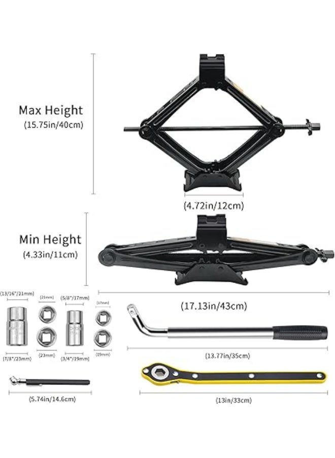2 Tonne (4400 lbs) Car Jack Tool Kit - Universal Scissor Jack & Lug Wrench - Heavy Duty Emergency Set for Car SUV and Auto - Image 5