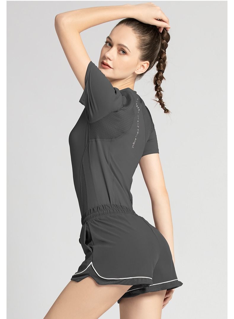 Loquat Women Quick Dry Breathable Yoga T-Shirt Black 