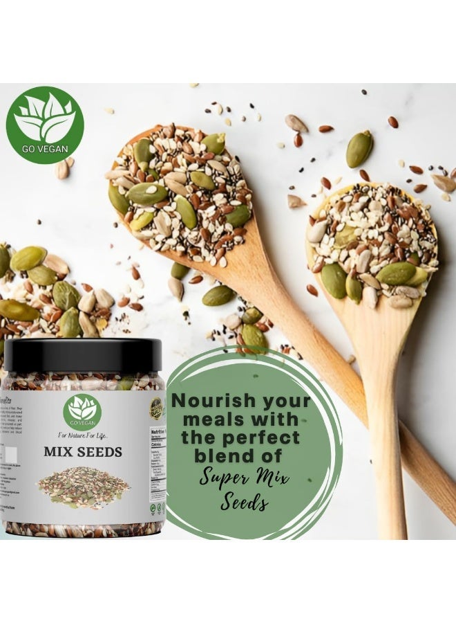 Go Vegan 5-in-1 Super Seeds Mix, Sunflower, Pumpkin, Flax, Watermelon & Chia Seeds, 250gm Jar - Image 2