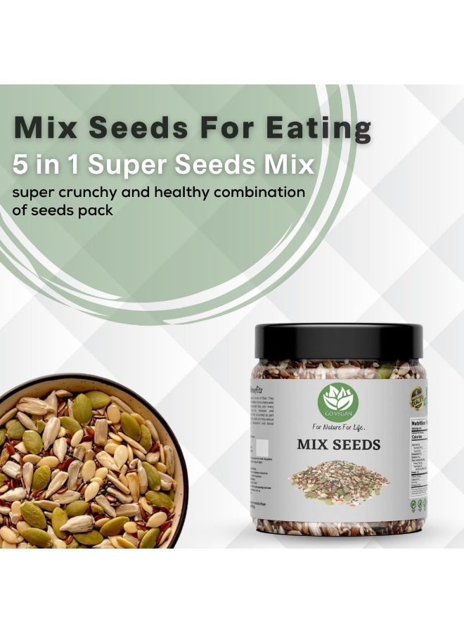 Go Vegan 5-in-1 Super Seeds Mix, Sunflower, Pumpkin, Flax, Watermelon & Chia Seeds, 250gm Jar - Image 3
