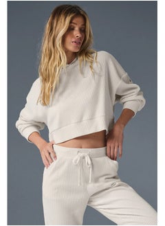 alo Yoga Set MUSE Sports Set Loose Casual hoodie Sports two-piece set hidden white